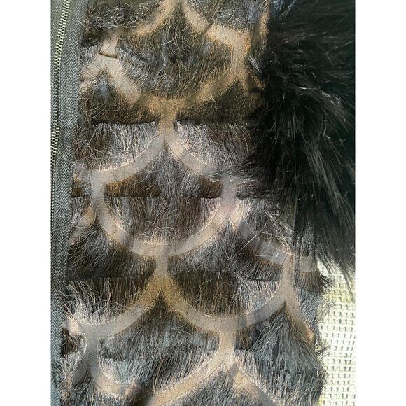 imoga Dress Metallic Scale Pattern Faux Fur Sleeves Copper And Black Size 10 - Picture 3 of 6